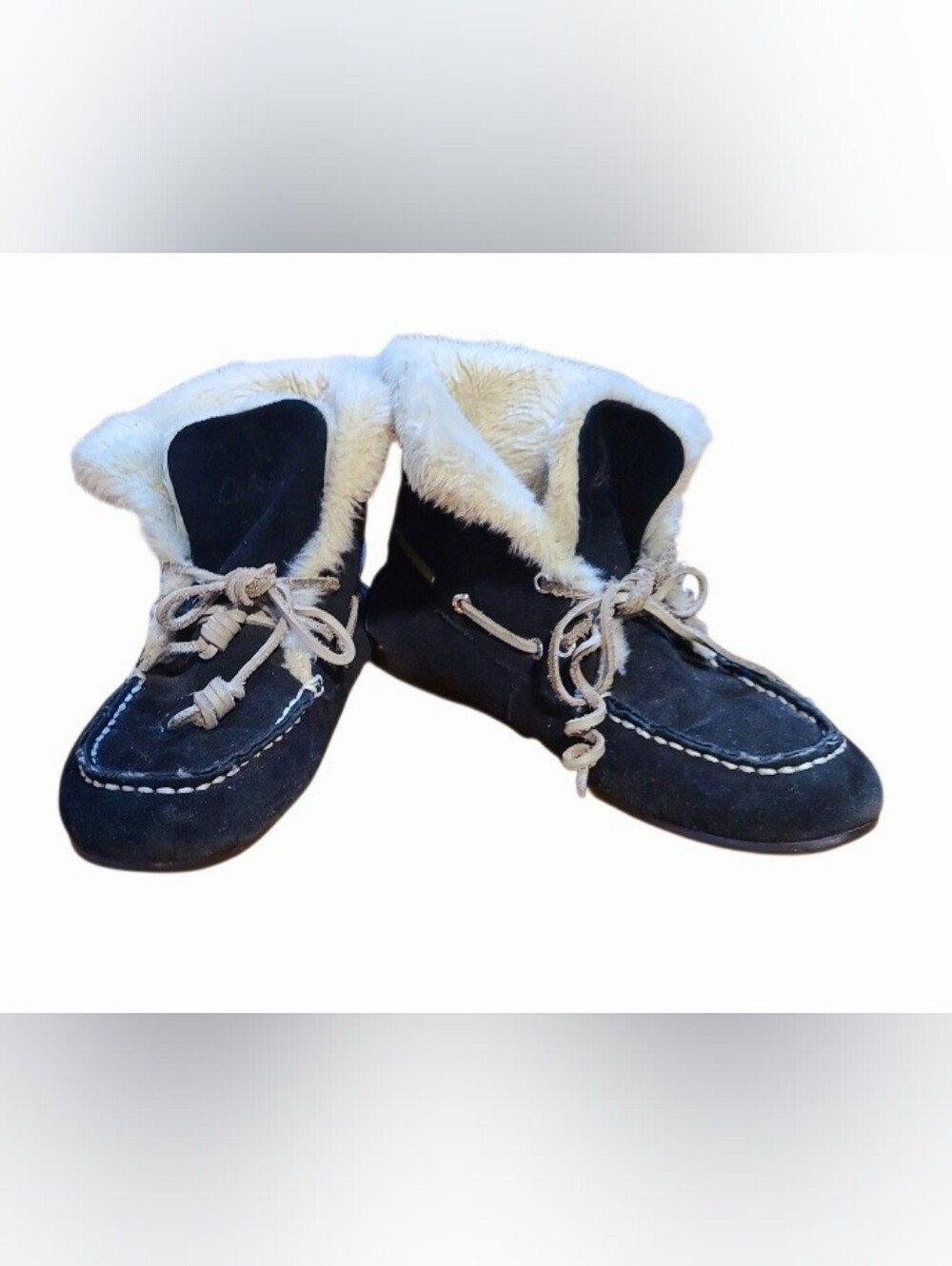 Cabelas Black Suede Lined Ankle Moccasins